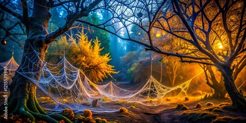 Wallpaper Mural Spooky Halloween Landscape: Realistic Spiderwebs & Cobwebs for Gothic Decorations Torontodigital.ca