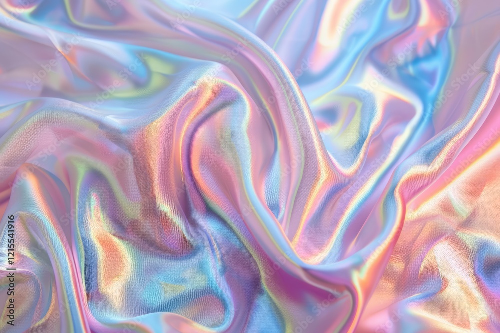 Fototapeta premium Image of Holographic iridescent effect silk material. Texture for background usage