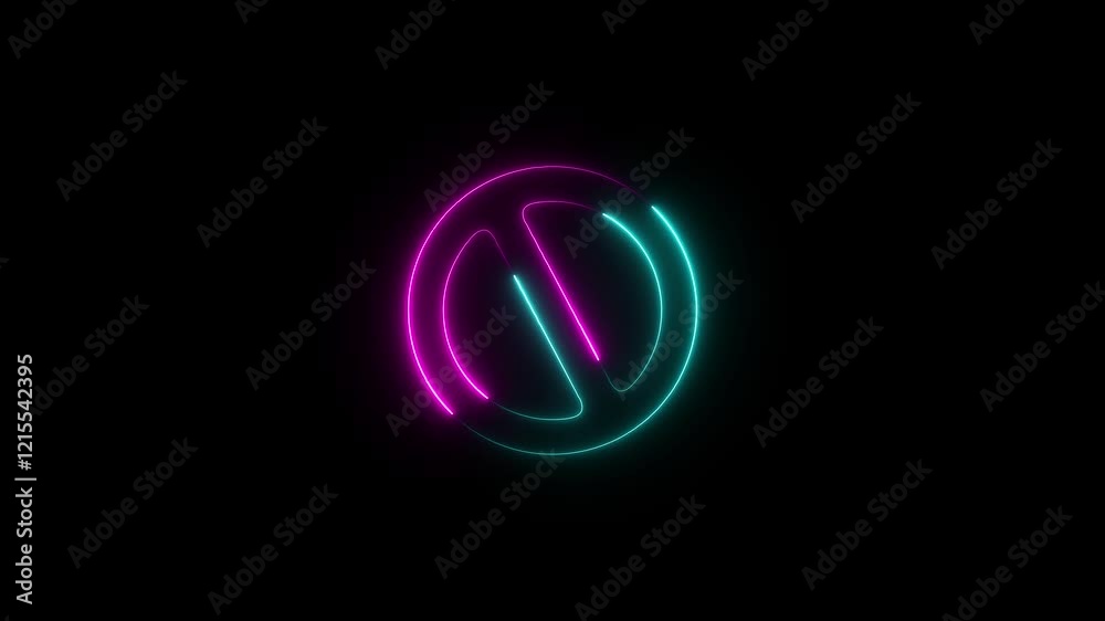 Simple neon line Ban icon animation. neon glowing no entry forbidden circle icon. Simple neon line Ban icon animation. neon glowing no entry forbidden circle icon.