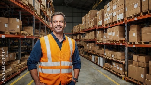 Smiling warehouse worker photo