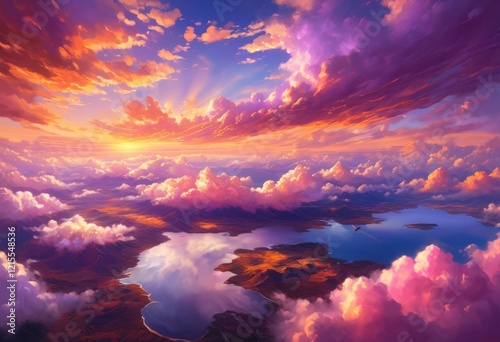 stunning aerial views showcasing brilliant vibrant cloud formations spectacular skies, shot, clouds, sky, color, bright, landscape, horizon, scenery