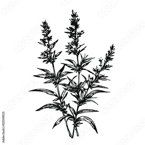 Hand-Drawn Ragweed Icon - Pollen Allergy Plant Illustration