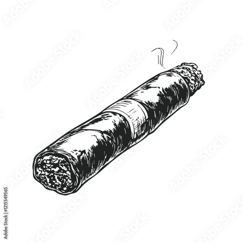 Hand-Drawn Cigar Icon - Classic Smoking Accessory Illustration