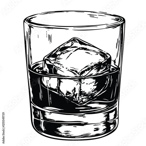 Hand-Drawn Bourbon Glass Icon - Kentucky Whiskey Sketch Illustration
