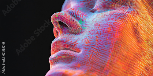 Digital Wireframe Model of a Human Face