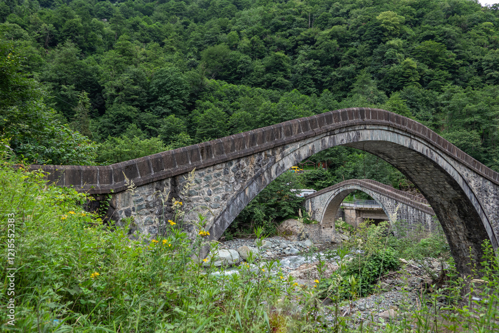 Fototapeta premium Double bridge, Arhavi, Artvin