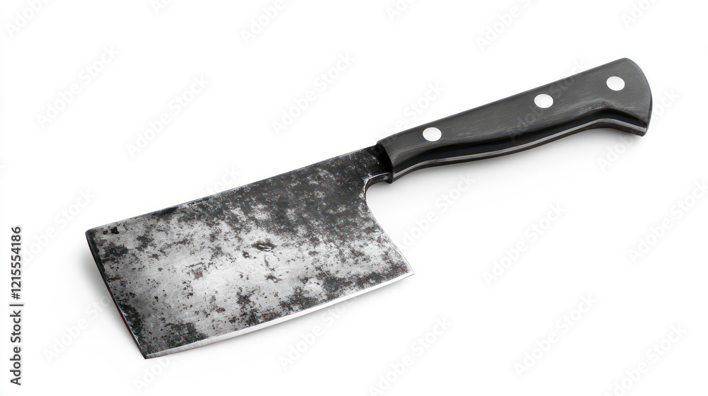 Butcher’s cleaver with a black handle, isolated on white background. Butcher’s cleaver with a black handle, isolated on white background.