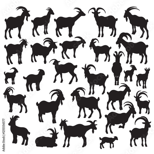goat silhouette bundle on a white background 10 epas