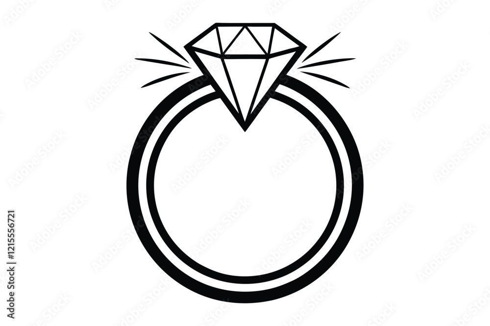 A wedding ring or diamond ring vector silhouette, isolated white background, elegant jewelry icon, love symbol, engagement illustration A wedding ring or diamond ring vector silhouette, isolated white background, elegant jewelry icon, love symbol, engagement illustration