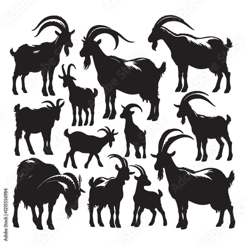 goat silhouette bundle on a white background 10 epas