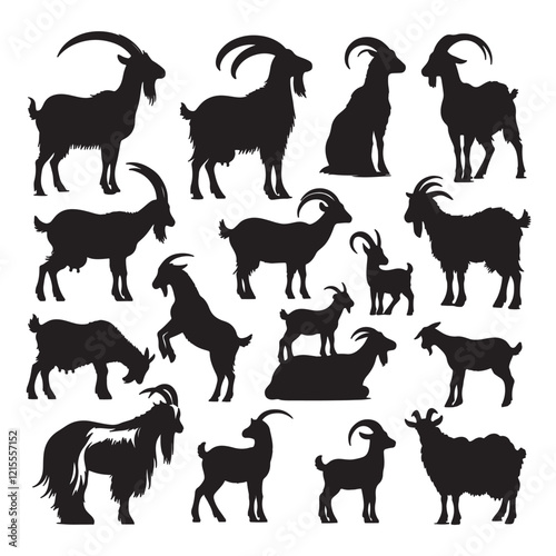 goat silhouette bundle on a white background 10 epas