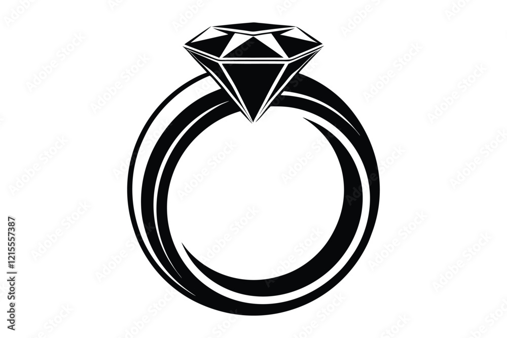 A wedding ring or diamond ring vector silhouette, isolated white background, elegant jewelry icon, love symbol, engagement illustration A wedding ring or diamond ring vector silhouette, isolated white background, elegant jewelry icon, love symbol, engagement illustration