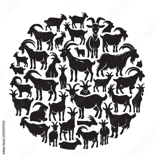 goat silhouette bundle on a white background 10 epas
