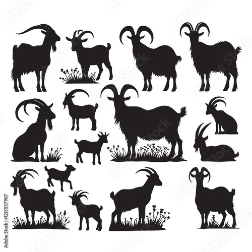 goat silhouette bundle on a white background 10 epas