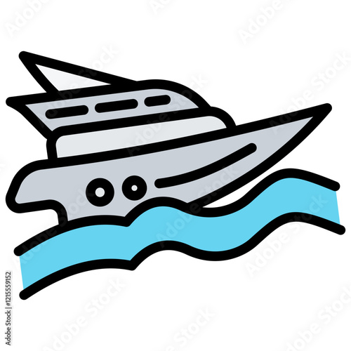 Yacht Outline Color Icon