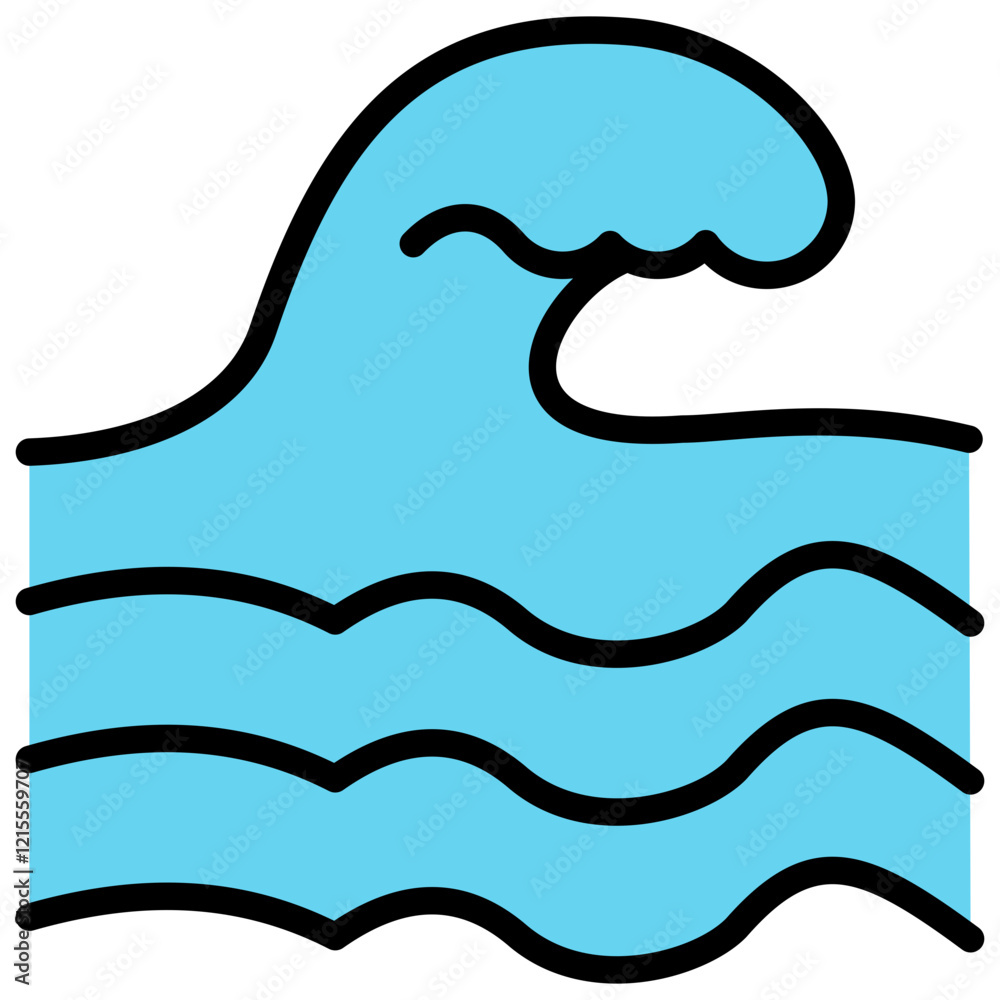 Obraz premium Wave Outline Color Icon