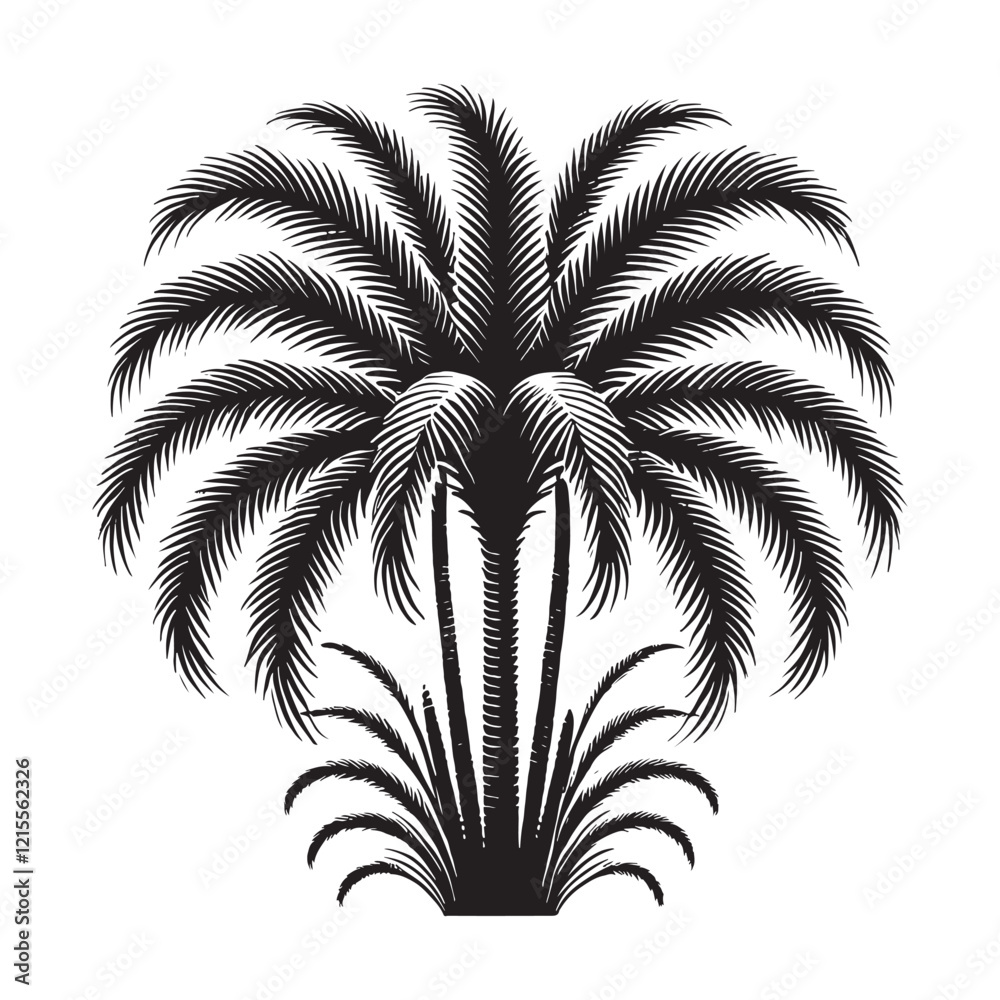 palm tree bundle silhouette on a white background