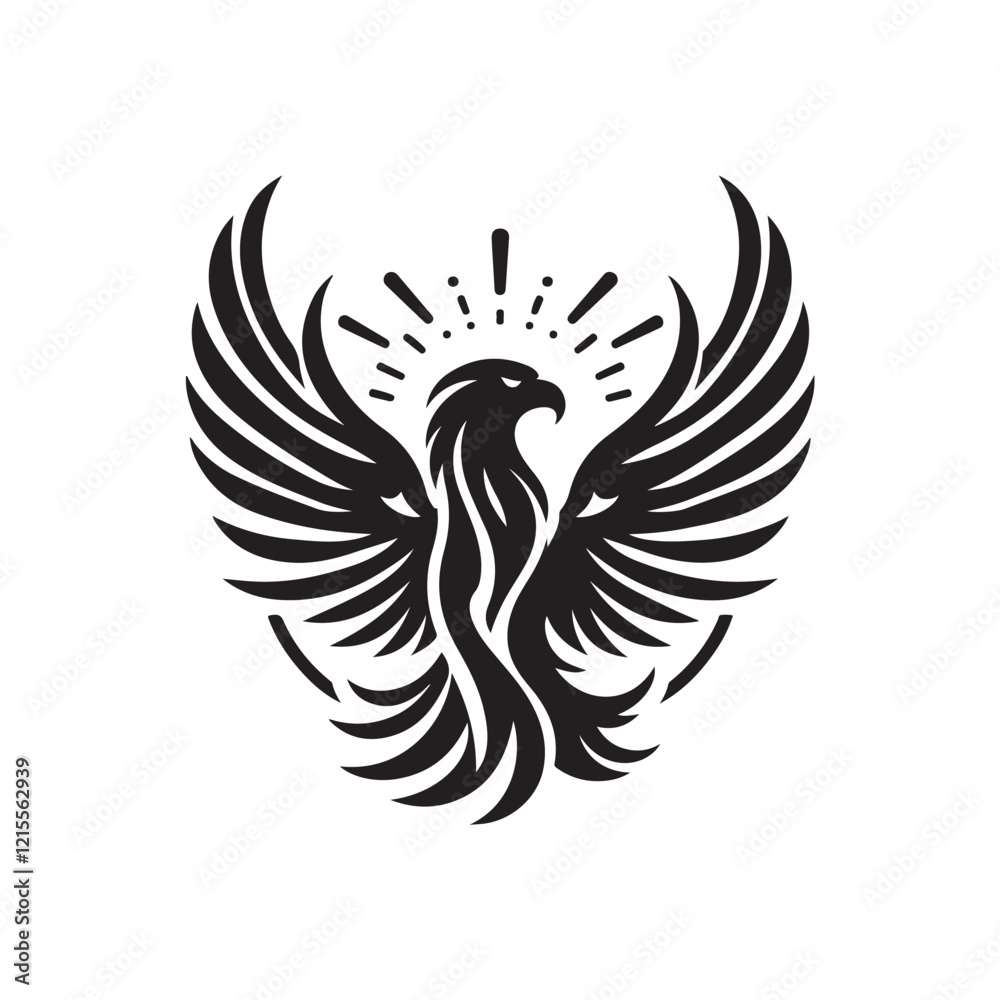 Obraz premium Black Color Eagle silhouette design Vector Illustration, Solid White Background