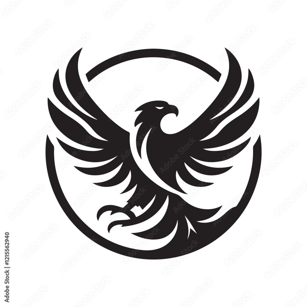 Obraz premium Black Color Eagle silhouette design Vector Illustration, Solid White Background