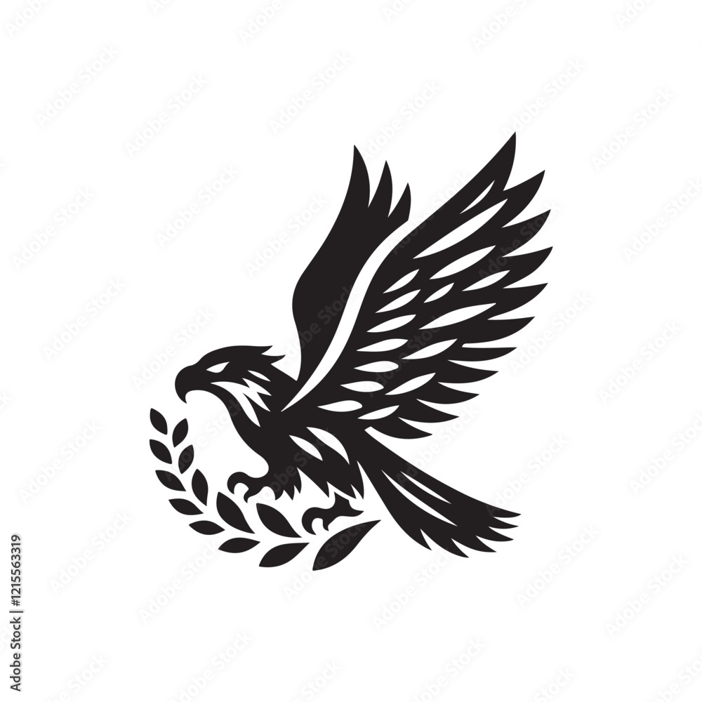 Obraz premium Black Color Eagle silhouette design Vector Illustration, Solid White Background