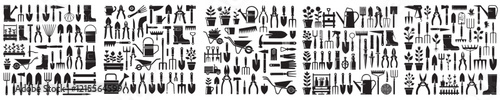Complete collection of gardening equipment vector icons