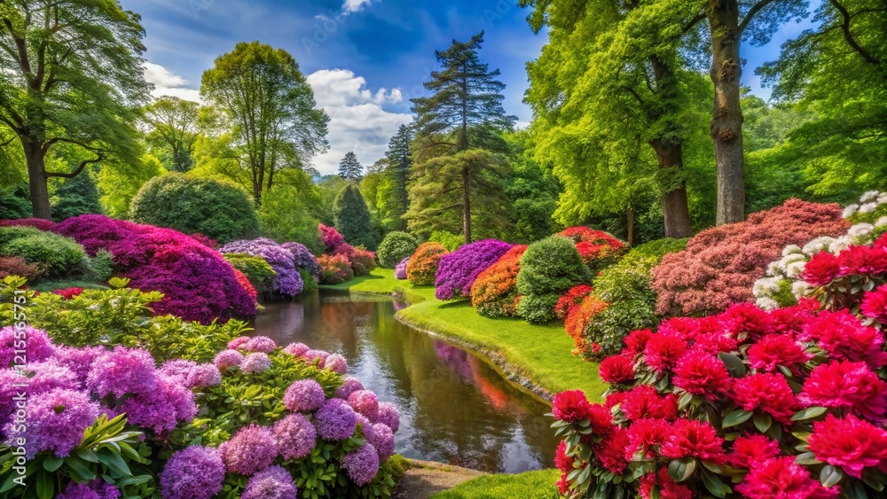 Vibrant Rhododendrons Blooming in a Dutch Park Vibrant Rhododendrons Blooming in a Dutch Park