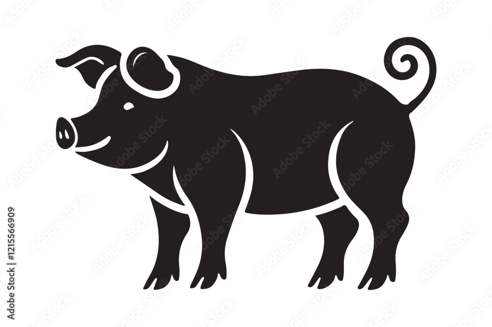Fototapeta premium Pig Vector Silhouette