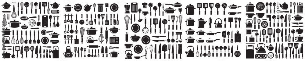 Complete collection of cooking equipment vector icons Complete collection of cooking equipment vector icons