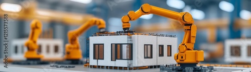Construction robots assembling prefabricated eco-modular buildings