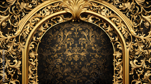 Golden arabesque arch: a luxurious design. Gilded Arch. Illustration