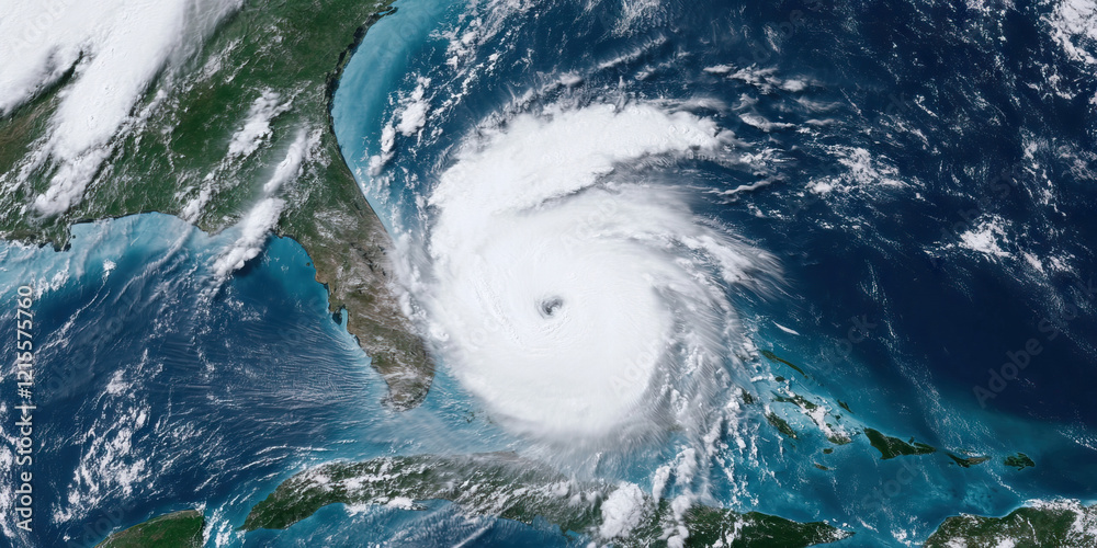 Satellite Imagery of Hurricane Approaching Florida Coastline Satellite Imagery of Hurricane Approaching Florida Coastline
