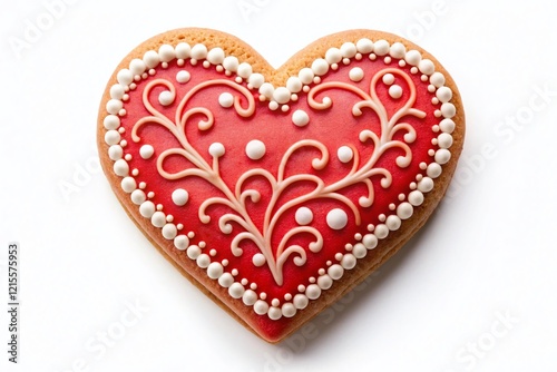 Valentine's Day Heart Shaped Cookie Macro Photography - Red & White Icing