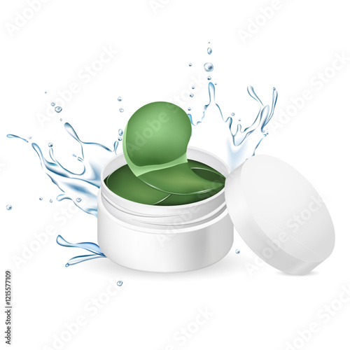 Hydrogel cosmetic eye patches in a jar. Cosmetic product for skin. Spots under the eyes. Collagen mask