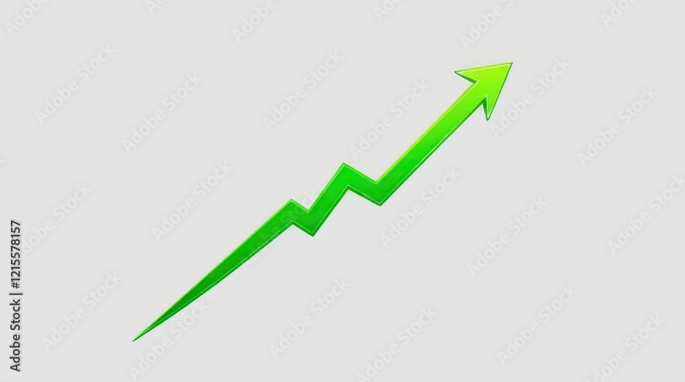 Zigzag green arrow on a white background, showing growth of market Zigzag green arrow on a white background, showing growth of market