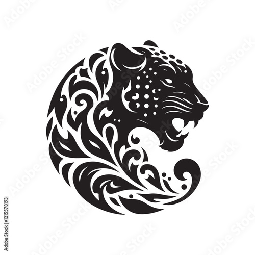 Wallpaper Mural Black Color Leopard silhouette design Vector Illustration, Solid White Background (3).eps Torontodigital.ca