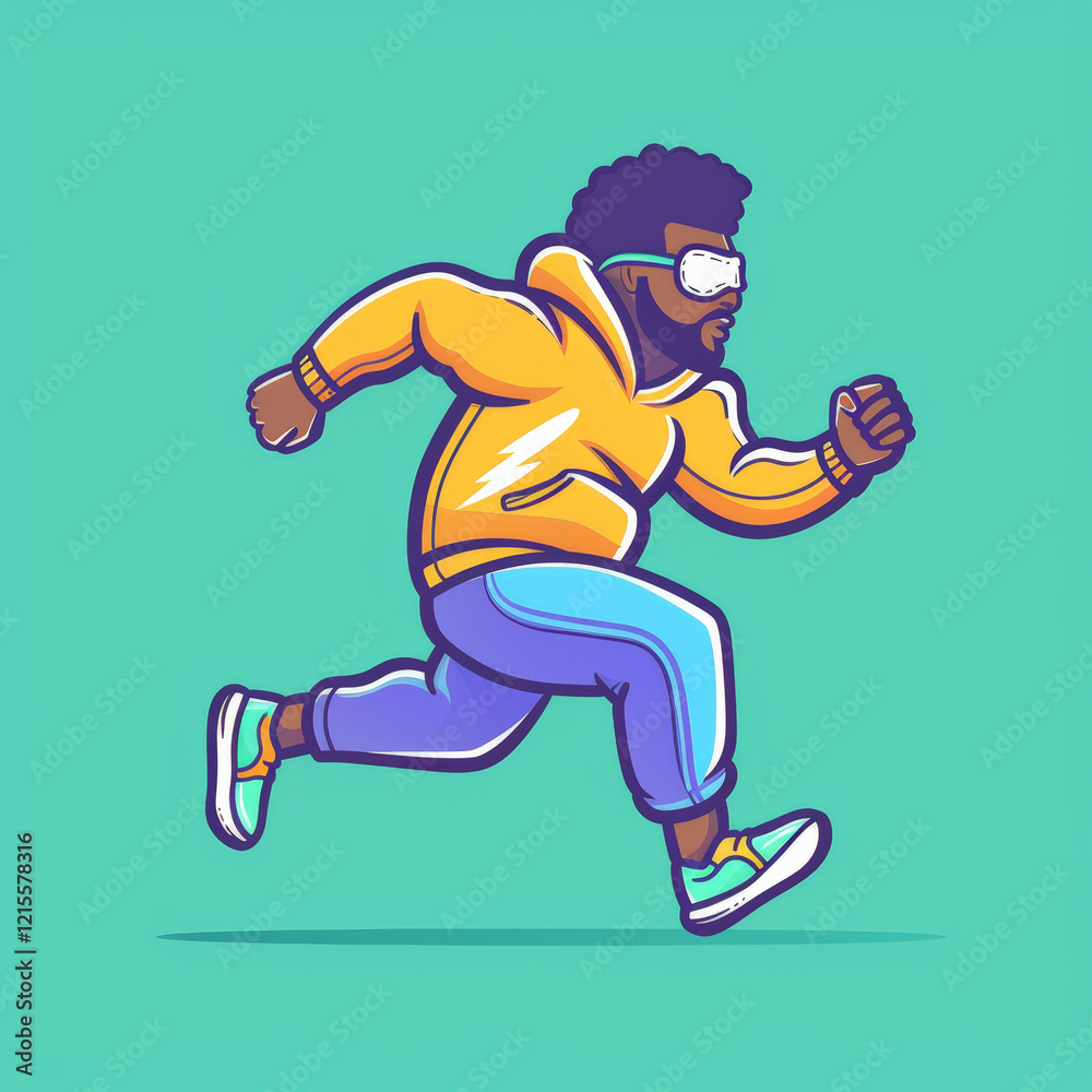 Running man in athletic gear, dynamic pose, vibrant colors, energetic vibe Running man in athletic gear, dynamic pose, vibrant colors, energetic vibe
