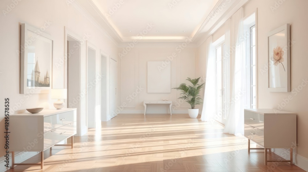 Fototapeta premium Interior of a Hallway with white blank board on wall
