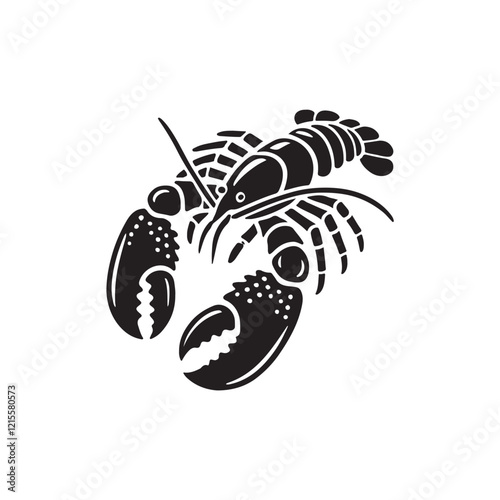 Black Color Lobster silhouette design Vector Illustration, Solid White Background (1).eps