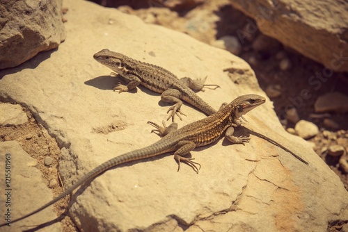 Vintage Photo: Caucasian Rock Lizard, Darevskia brauneri, Reptile, Wildlife, Nature photo