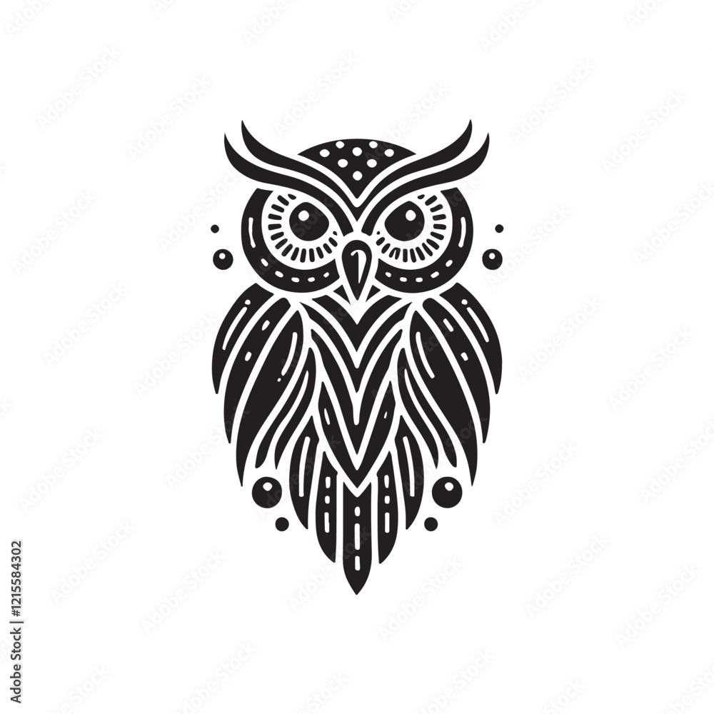 Obraz premium Black Color Owl silhouette design Vector Illustration, Solid White Background (9).eps
