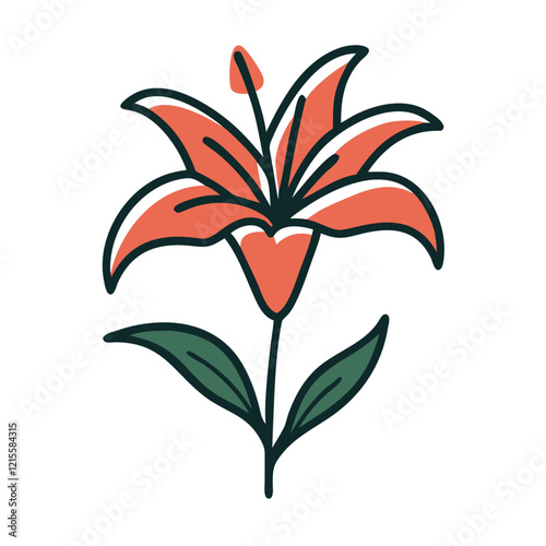 Blooming Easter lily flower icon