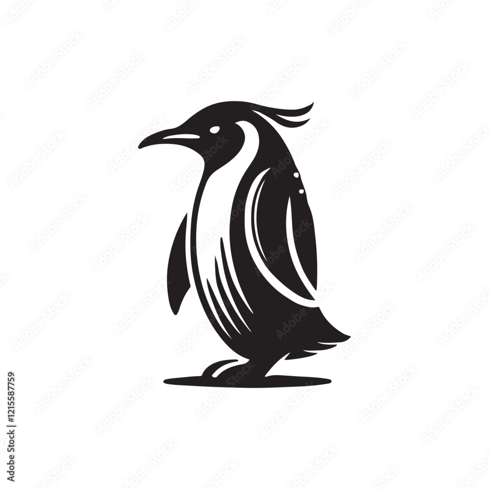 Obraz premium Black Color Penguin silhouette design Vector Illustration, Solid White Background (5).eps