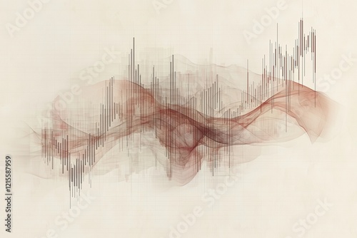 Forex candlestick graph showing Fibonacci extensions on a solid muted beige background