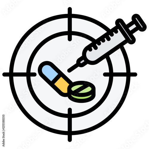 Therapeutic Target Outline Color Icon
