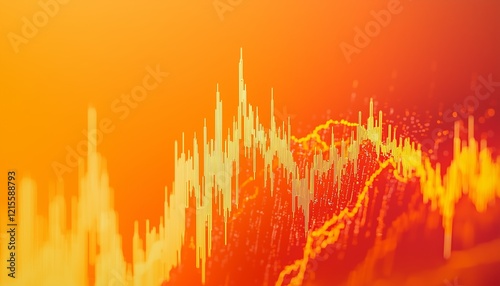 Market trading graph with harmonic price trends on a pastel orange background