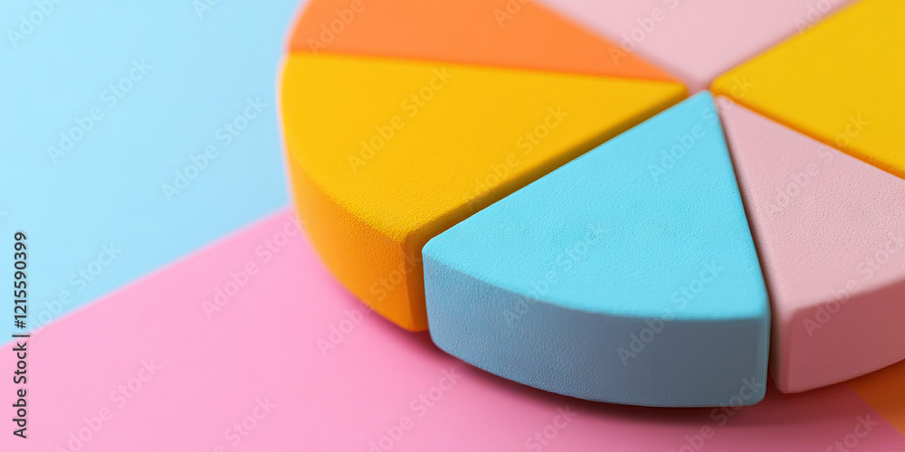 Obraz premium Six-Segment Pastel Pie Chart on Bi-Colored Background