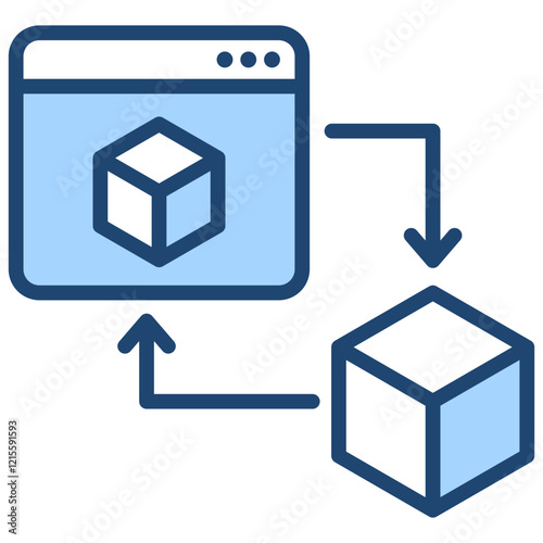 Digital Twin Blue Icon