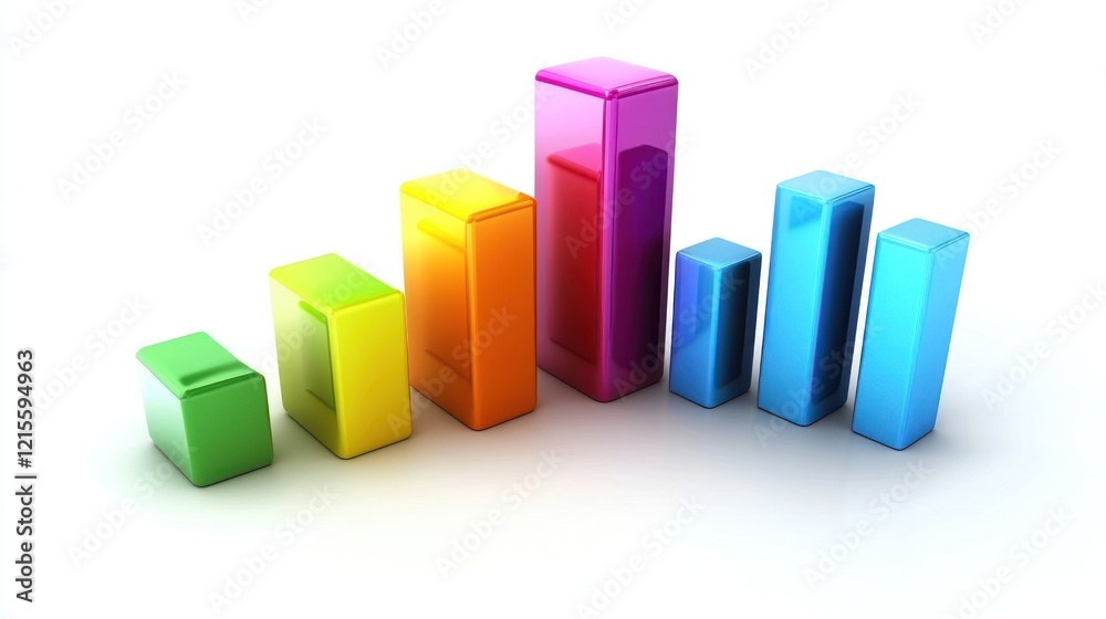 Vibrant Colorful 3D Bar Graph Illustrating Growth and Progress Vibrant Colorful 3D Bar Graph Illustrating Growth and Progress