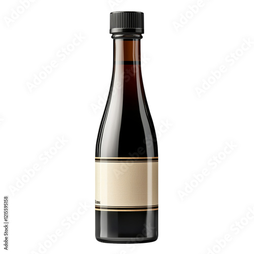 Elegant Brown Bottle with Blank Label for Customization Isolated on transparent background