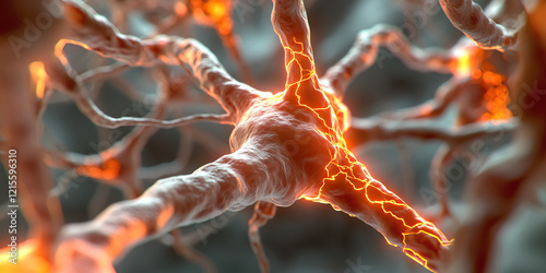 Digital Rendering of Neuron with Axon Highlights